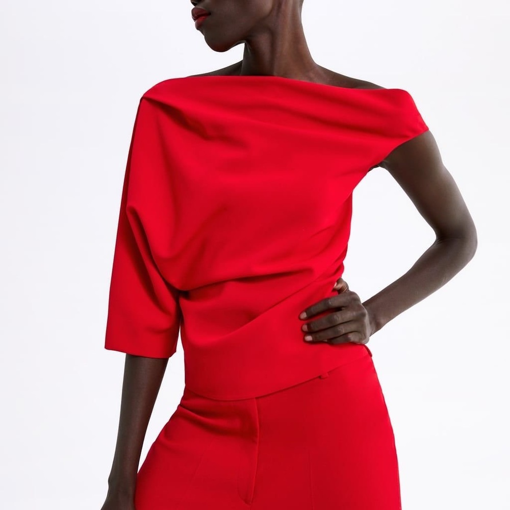 Zara Asymmetric Top in Red